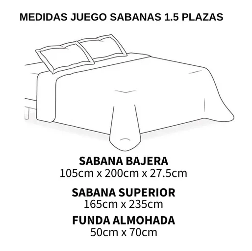 JUEGO SABANAS 1.5 PLAZA 144 HILOS + FUNDA ALMOHADA - 3