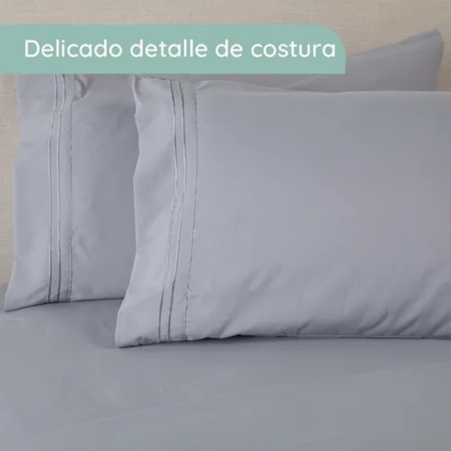SABANA 1800 HOTEL ULTRA SUAVE FUNDA BORDADA KING COLOR GRIS - 5