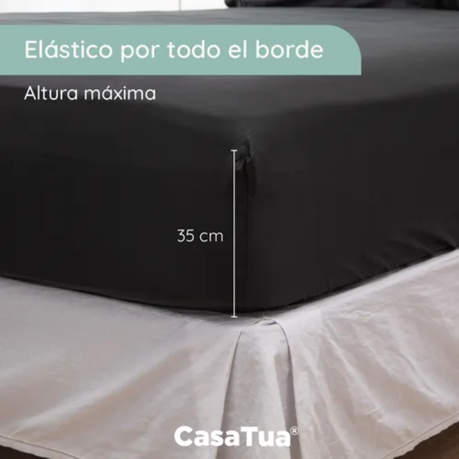 SABANA 1800 HOTEL ULTRA SUAVE FUNDA BORDADA 2 PLAZAS COLOR NEGRO - 2