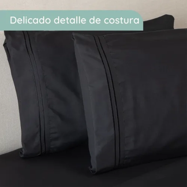SABANA 1800 HOTEL ULTRA SUAVE FUNDA BORDADA 2 PLAZAS COLOR NEGRO - 6