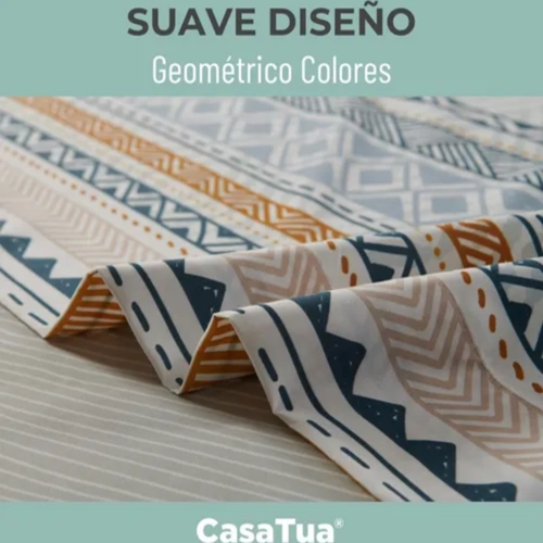 JUEGO SABANAS ESTAMPADAS ETNICO 1.5 PLAZA - 2