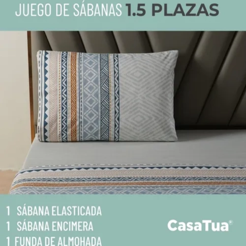JUEGO SABANAS ESTAMPADAS ETNICO 1.5 PLAZA - 4