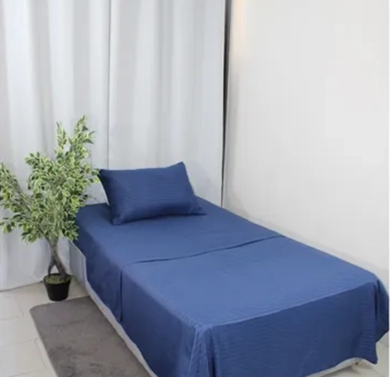 JUEGO SABANAS UNICOLOR 1.5 PLAZA COLOR AZUL ACERO - 2