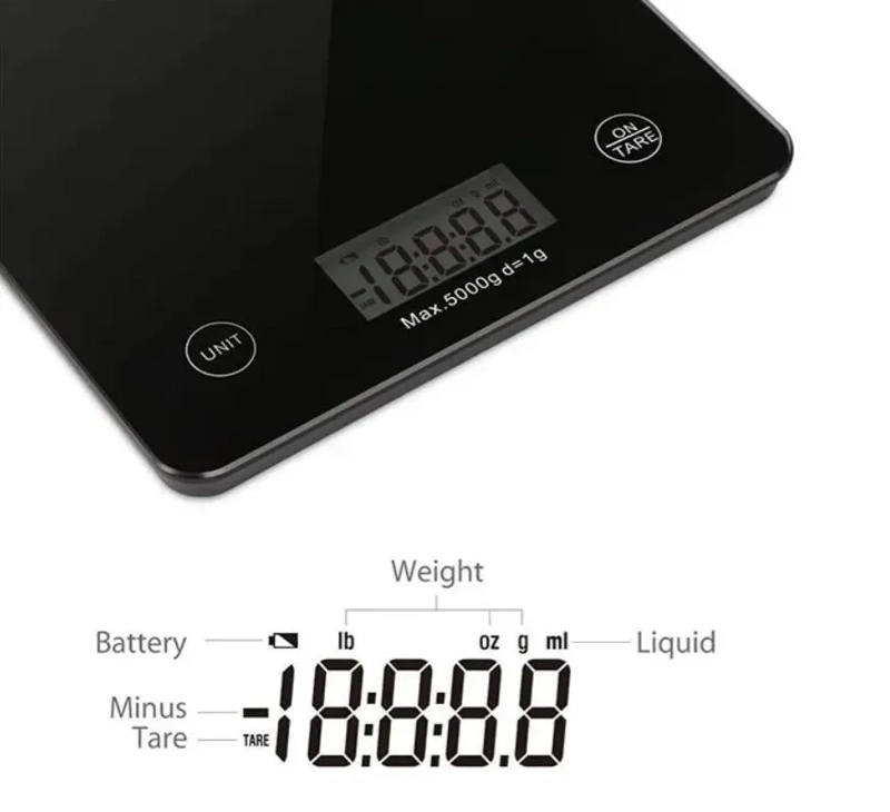 BALANZA DIGITAL COCINA VIDRIO SLIM 5KG COLOR PLATA - 3