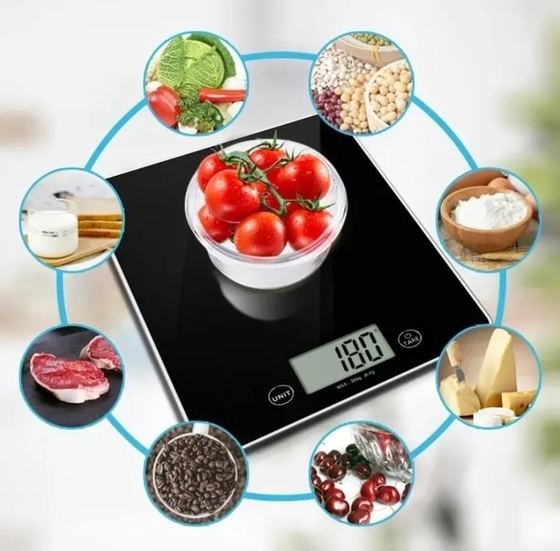 BALANZA DIGITAL COCINA VIDRIO SLIM 5KG COLOR PLATA - 6