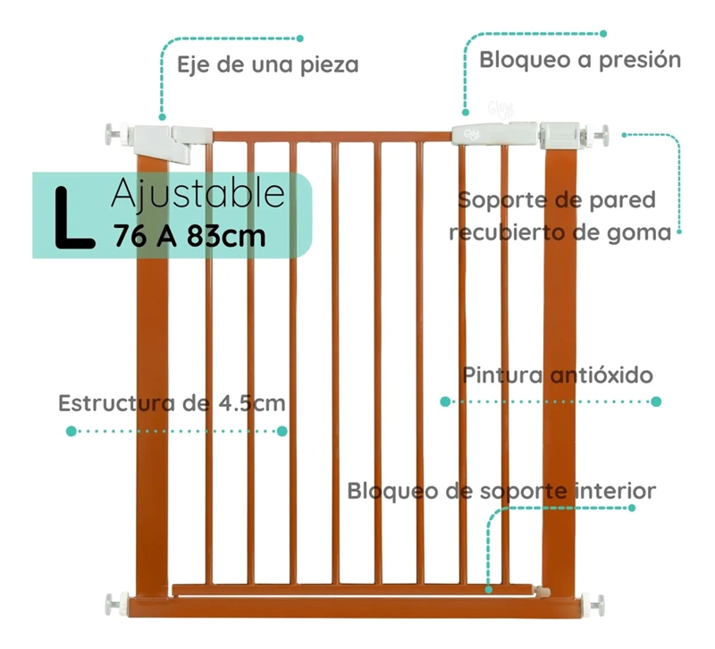 REJA SEGURIDAD ESCALERA PUERTA BEBE MASCOTAS GLOWUP COLOR CHOCOLATE - 2