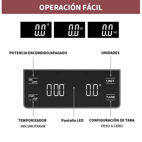 BASCULA DIGITAL COCINA ALTA PRECISION 0.1G A 5KG - 4