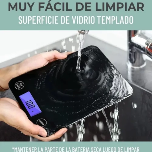 BALANZA COCINA DIGITAL VIDRIO 5KG COLOR NEGRO - 2