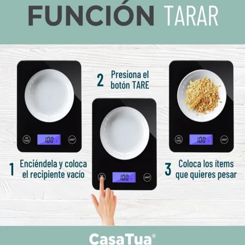 BALANZA COCINA DIGITAL VIDRIO 5KG COLOR NEGRO - 4