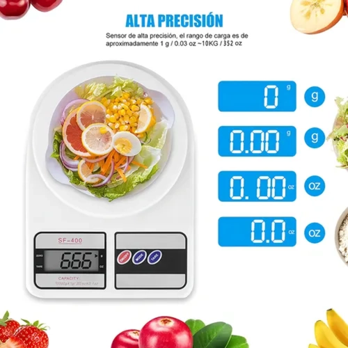 BASCULA COCINA DIGITAL UORLEN SF-400 10KG COLOR BLANCO - 1
