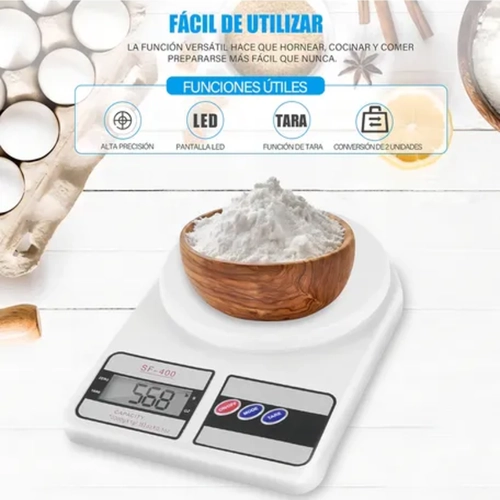 BASCULA COCINA DIGITAL UORLEN SF-400 10KG COLOR BLANCO - 3