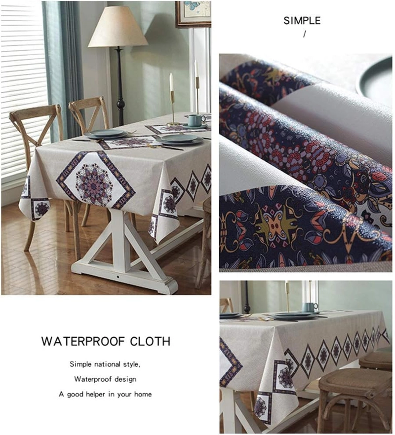 MANTEL MASHINI RECTANGULAR +6 FUNDAS BEIGE TRIANGULO - 3