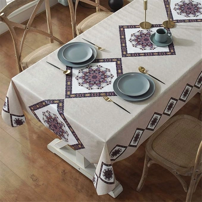 MANTEL MASHINI RECTANGULAR +6 FUNDAS BEIGE TRIANGULO - 4