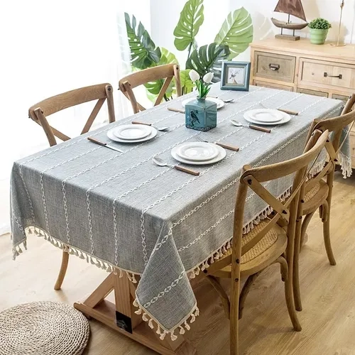 MANTEL RECTANGULAR BORLA ALGODON 140X220 GRIS - 3