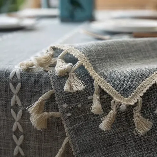 MANTEL RECTANGULAR BORLA ALGODON 140X220 GRIS - 5