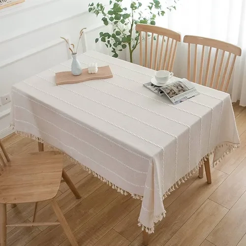 MANTEL RECTANGULAR BORLA ALGODON 140X220 BLANCO - 3