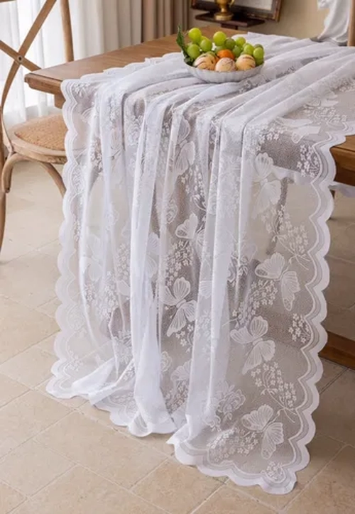 MANTEL MARIPOSA VISILLO ENCAJES 150X215 BLANCO - 2