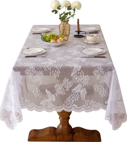 MANTEL MARIPOSA VISILLO ENCAJES 150X215 BLANCO - 4