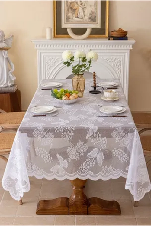 MANTEL MARIPOSA VISILLO ENCAJES 150X215 BLANCO - 6