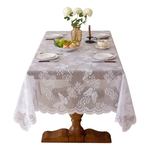 MANTEL VISILLO MARIPOSA ENCAJES 150X185 BLANCO - 1