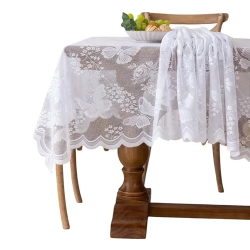 MANTEL VISILLO MARIPOSA ENCAJES 150X185 BLANCO - 2