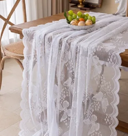 MANTEL VISILLO MARIPOSA ENCAJES 150X185 BLANCO - 5
