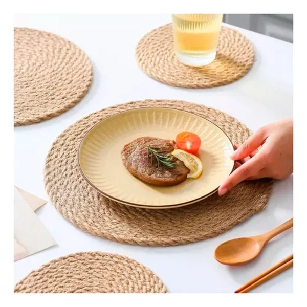 SET 6 INDIVIDUALES SEAGRASS BEIGE NATURAL - 2