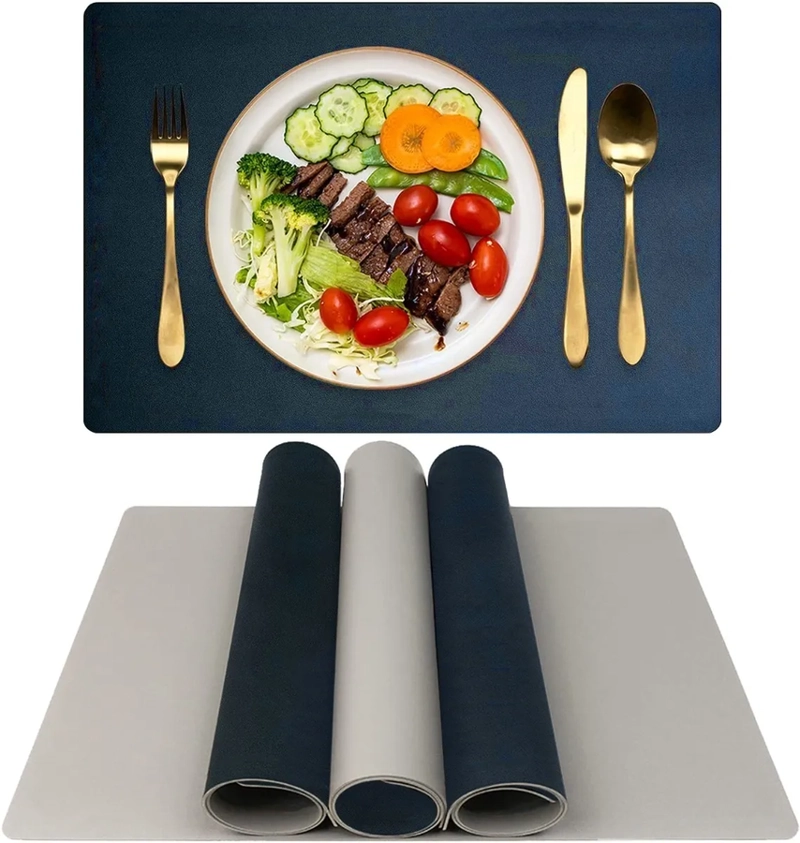 SET 4 MANTELES ECOPIEL COMEDOR DOBLE CARA - 2