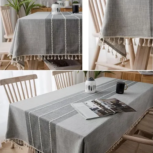 MANTEL BORLA RECTANGULAR 142+10X220 GRIS - 4