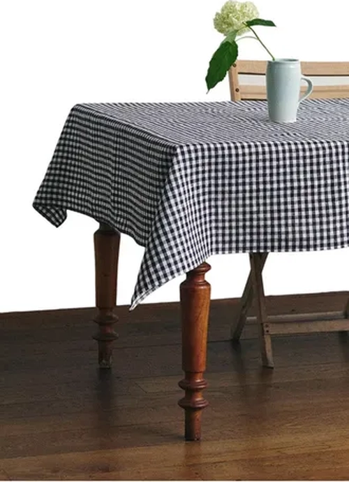 MANTEL CUADROS LINO RECTANGULAR 140X220 NEGRO - 3