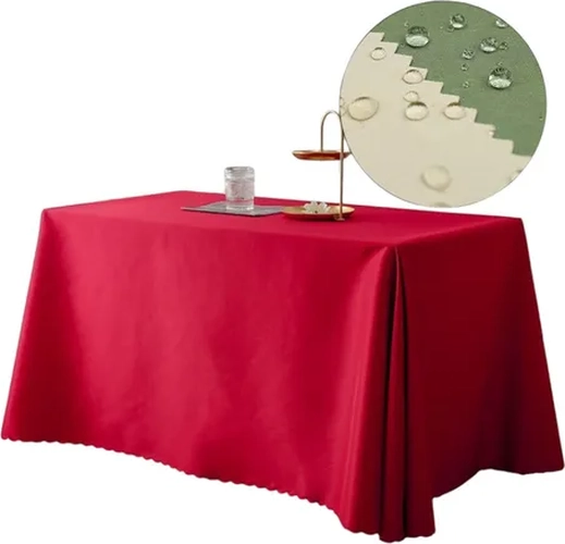 MANTEL ANTIMANCHAS IMPERMEABLE 220X140 ROJO LISO - 4