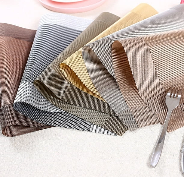 SET 6 INDIVIDUALES MESA RECTANGULARES DISEÑOS BEIGE - 1