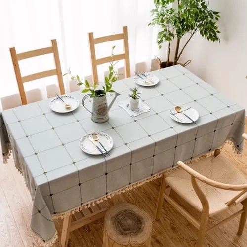 MANTEL LINO ALGODON IMPERMEABLE BORLA 145X145 - 4