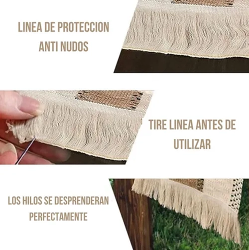 CAMINO MESA ALGODON YUTE E TNICO BLANCO/CAFE  180X30 - 3