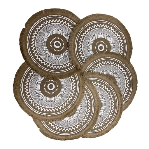 SET 6 INDIVIDUALES REDONDOS TRENZADOS LINO 38CM - 2