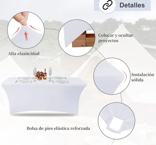 FUNDA MANTEL SPANDEX 183X76X76 EVENTO 6FT - 6