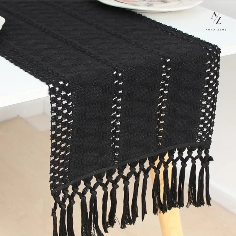 CAMINO MESA AURA ZEUS BOHO 180X30 ONIX NEGRO - 1