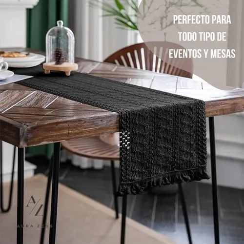 CAMINO MESA AURA ZEUS BOHO 180X30 ONIX NEGRO - 6