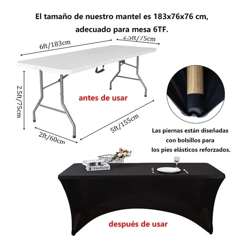 FUNDA MANTEL SPANDEX 183X76X76 EVENTO 6FT - 3
