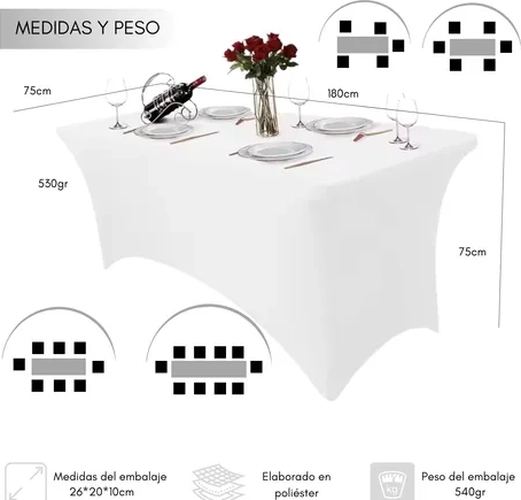 MANTEL RECTANGULAR SPANDEX 180X75 POLIE STER TELOTENEMOS - 3
