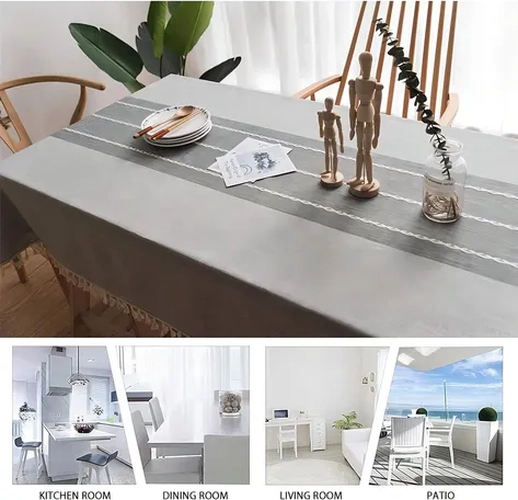 MANTEL RECTANGULAR ALGODON 140X220 RAYAS GRIS - 7