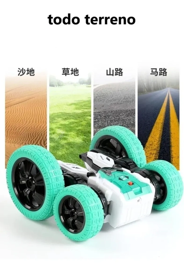 AUTO RC CRAZY CAR ACROBATICO 360 VERDE/BLANCO - 4