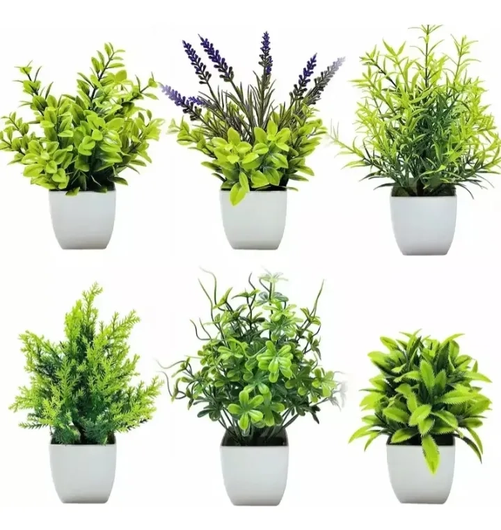 PLANTAS ARTIFICIALES 6 PZS MACETAS BONSAI - 1
