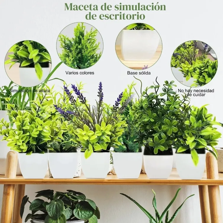 PLANTAS ARTIFICIALES 6 PZS MACETAS BONSAI - 2