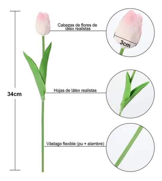 TULIPANES ARTIFICIALES 34 RAMOS 34 CM - 3