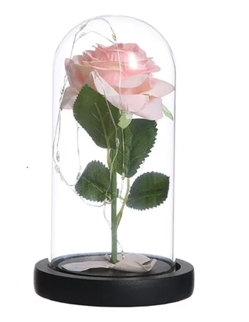 CUPULA VIDRIO ROSA ETERNA CON LUCES LED - 1