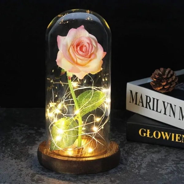 CUPULA VIDRIO ROSA ETERNA CON LUCES LED - 5
