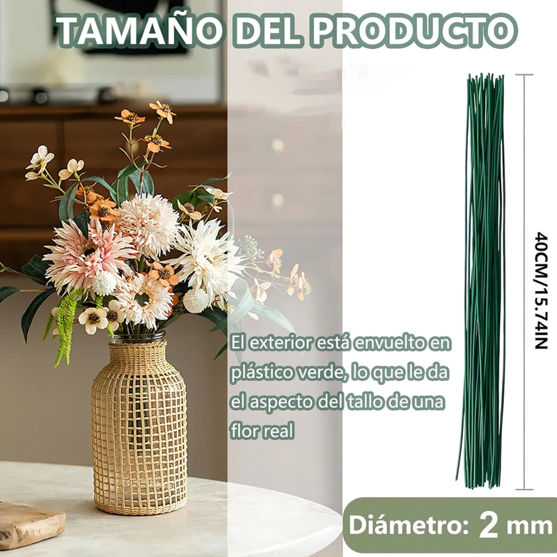 TALLOS SIN HOJAS PARA ROSA ARTIFICIAL 250 PZS - 2