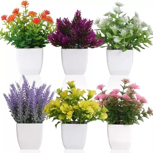 PLANTAS ARTIFICIALES 6 PZS MACETAS BONSAI - 1