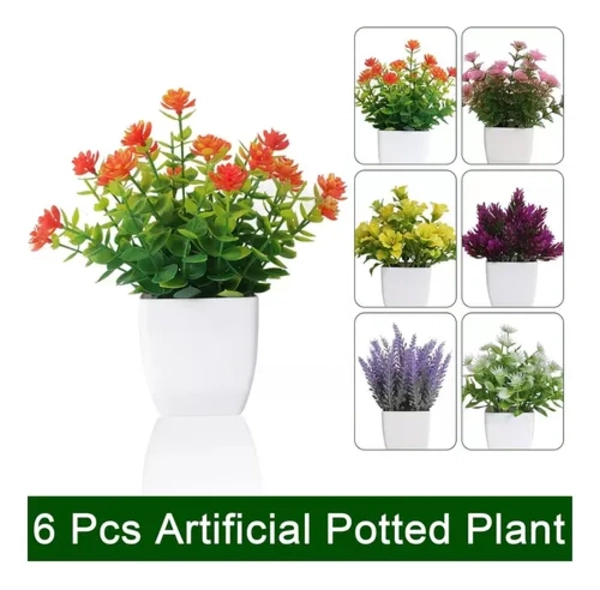 PLANTAS ARTIFICIALES 6 PZS MACETAS BONSAI - 2